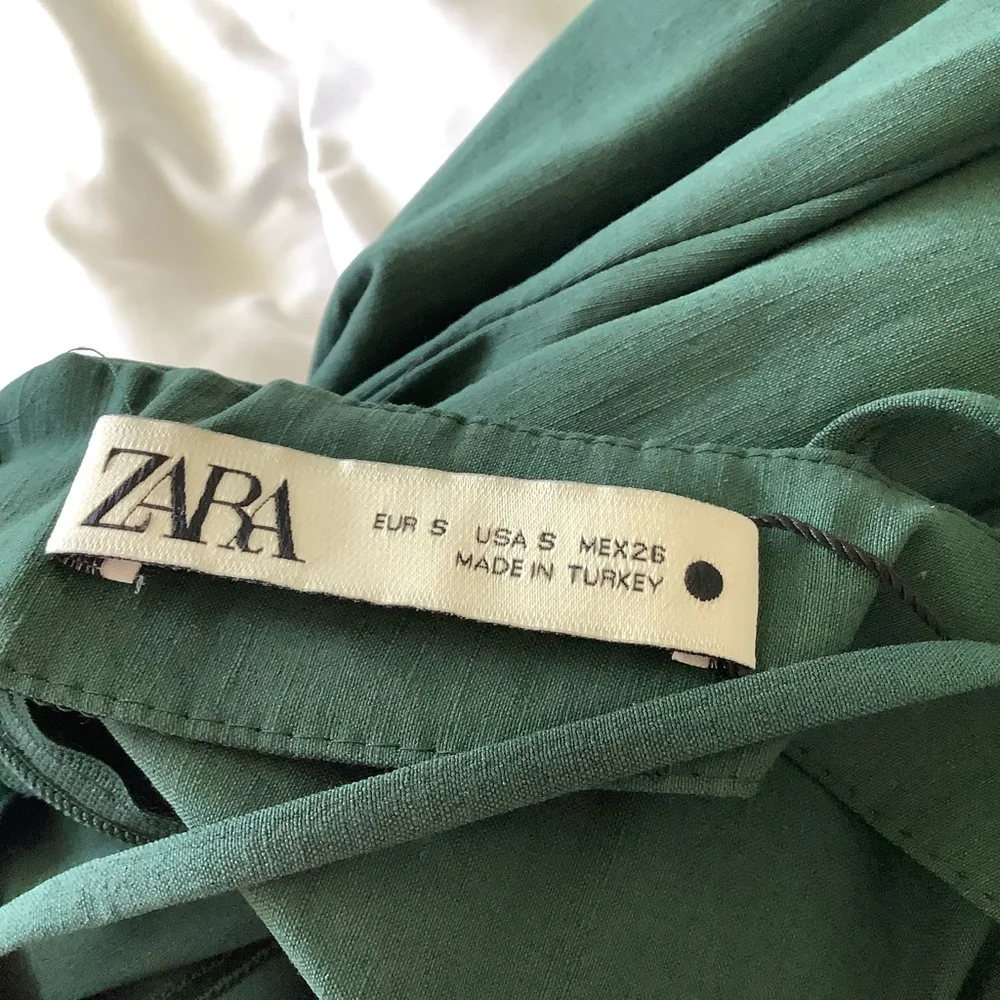 NWT ZARA  Ruched Mini Bodycon Dress Size Small Green - Picture 11 of 11